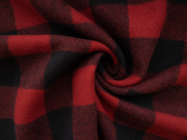 Italian Designer Deadstock – Wool Coating - Buffalo Plaid - Red/Black