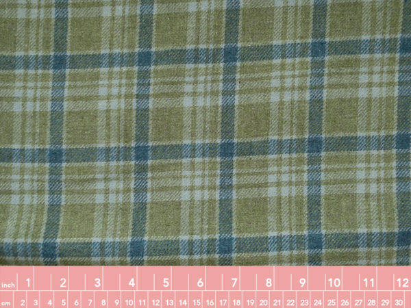 Italian Designer Deadstock – Wool/Polyester Plaid – Sage/Denim