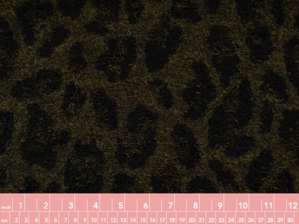 Italian Designer Deadstock – Wool/Polyester Boucle Coating – Moss Leopard