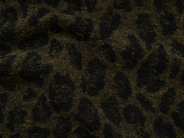 Italian Designer Deadstock – Wool/Polyester Boucle Coating – Moss Leopard