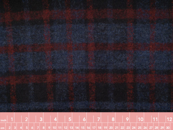 Italian Designer Deadstock – Acrylic/Wool Plaid – Subtle Plaid - Navy/Maroon