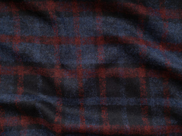 Italian Designer Deadstock – Acrylic/Wool Plaid – Subtle Plaid - Navy/Maroon