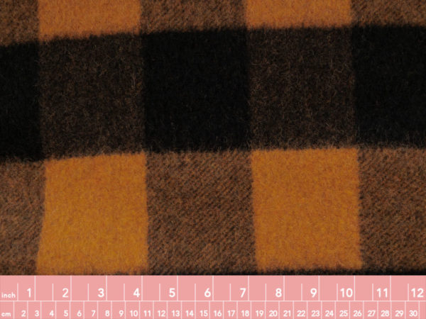 Italian Designer Deadstock – Wool/Polyester Coating - Buffalo Plaid - Apricot/Black