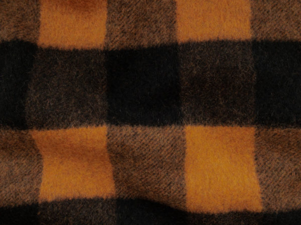 Italian Designer Deadstock – Wool/Polyester Coating - Buffalo Plaid - Apricot/Black