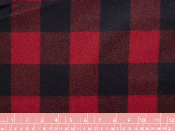 Italian Designer Deadstock – Wool/Polyester Coating - Buffalo Plaid - Red/Black