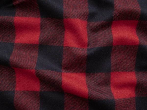 Italian Designer Deadstock – Wool/Polyester Coating - Buffalo Plaid - Red/Black