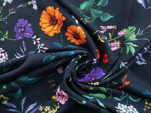 Amour Vert - Viscose Challis - Stella Floral - Navy - Stonemountain ...