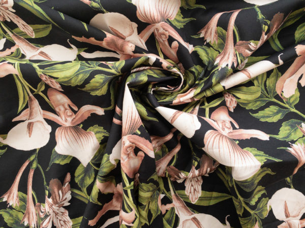 Amour Vert - Stretch Cotton/Spandex Twill - Calla Lily - Taupe/Black