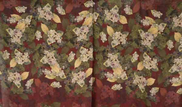 Lady McElroy – Viscose Challis Panel – Hydrangea in Bloom – Bordeaux