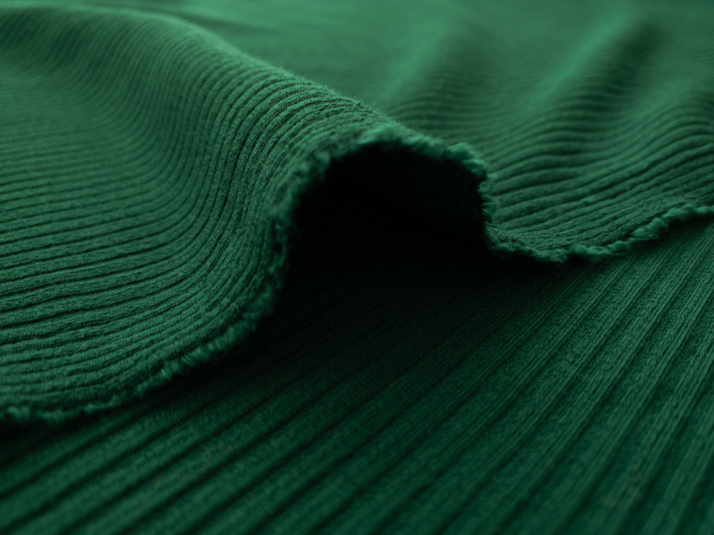 Cotton flannel knitted - stripes 02 dark green