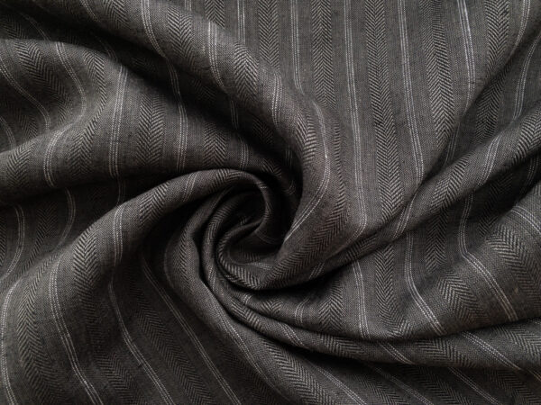 Yarn Dyed Linen - Chevron Stripe - Charcoal