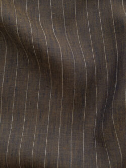 British Designer Deadstock - Yarn Dyed Linen - Brown Pinstripe