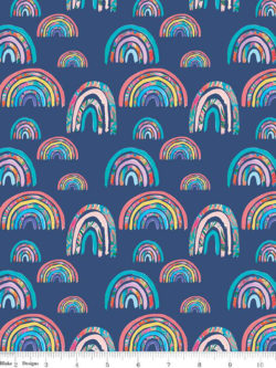 Quilting Cotton - Kindness, Always - Rainbows - Navy