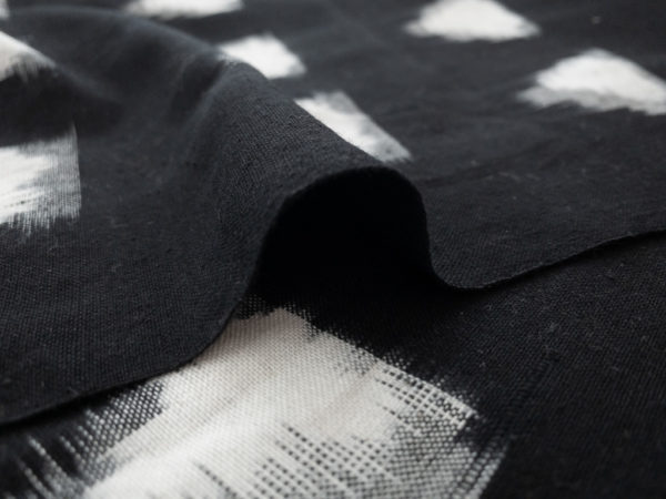 Cotton Ikat - White Triangles on Black