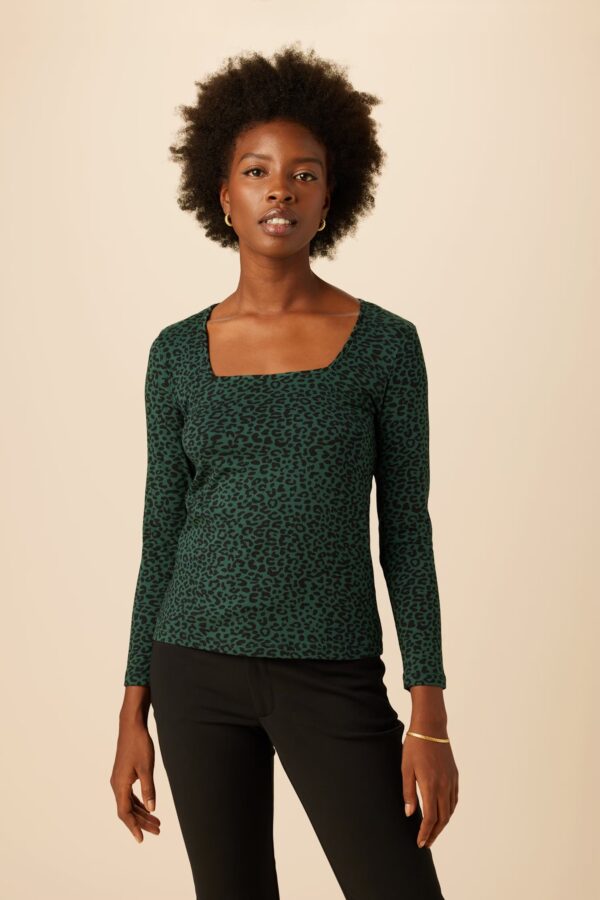 Amour Vert - Organic Cotton/Modal Jersey - Leopard Print - Forest/Black