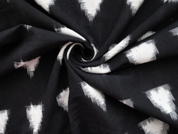 Cotton Ikat - White Triangles on Black