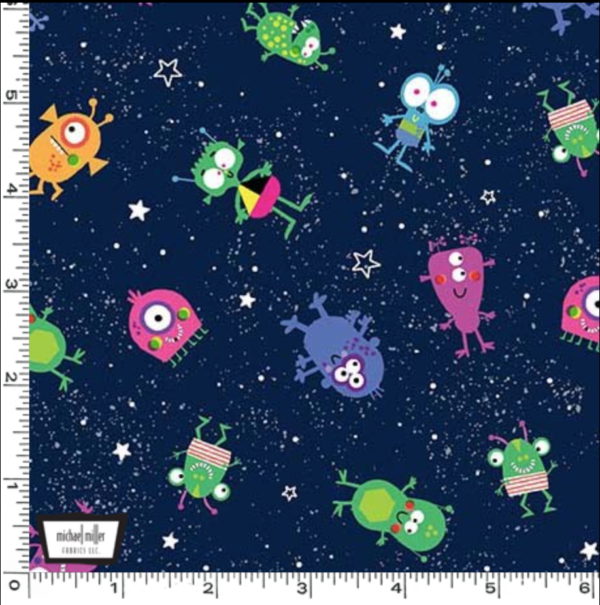 Quilting Cotton – Lost in Space – Space Monster – Navy