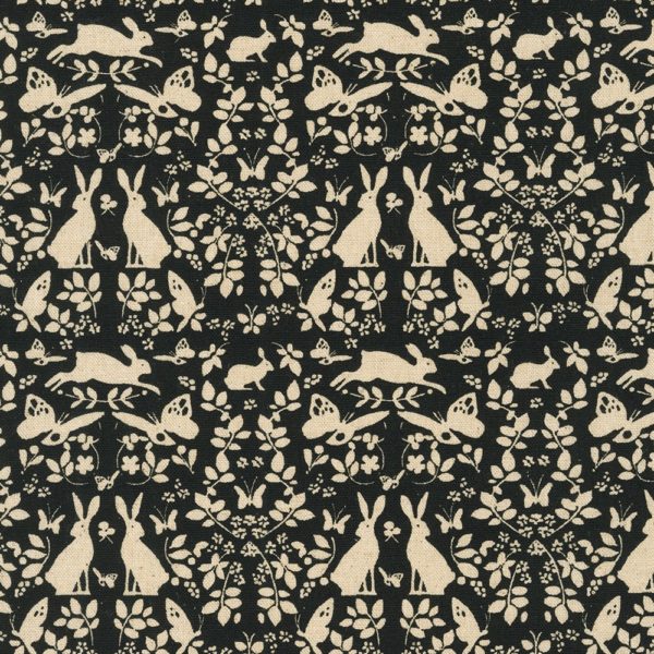 Printed Cotton/Flax Canvas – Silhouette Fauna – Black