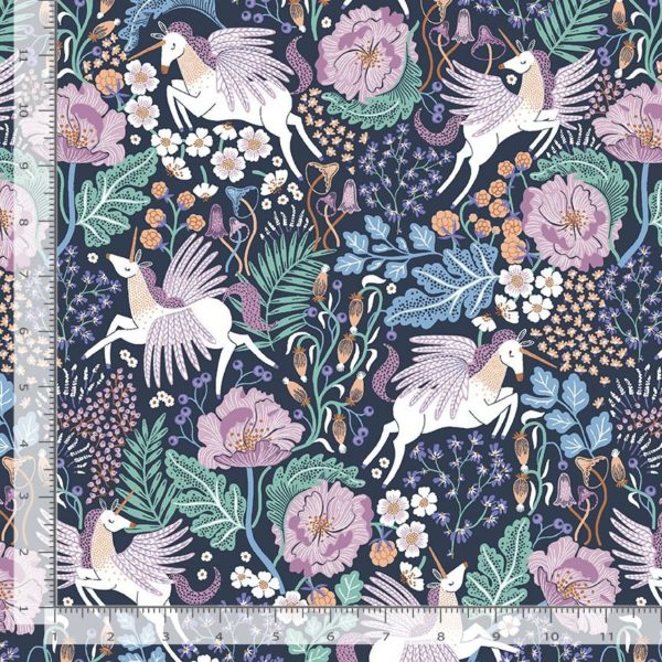 Quilting Cotton – Enchanted – Pegasus – Indigo