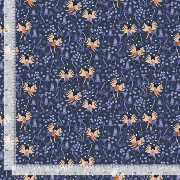 Quilting Cotton – Fairies & Mushrooms – Indigo