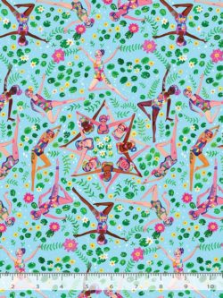 Quilting Cotton – Synchronicity – Swimmers – Bluejay