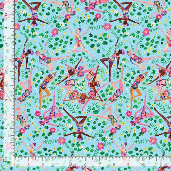 Quilting Cotton – Synchronicity – Swimmers – Bluejay