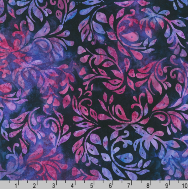 Artisan  Cotton Batik - Meadow Fresh  - Dancing Vines - Larkspur