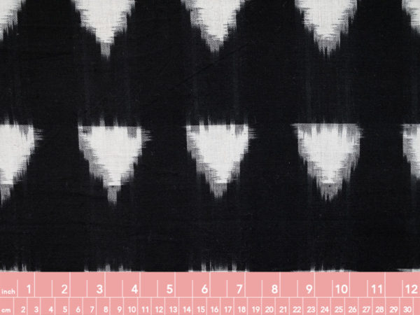 Cotton Ikat - White Triangles on Black