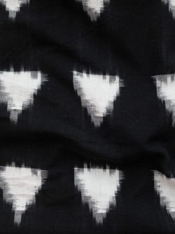 Cotton Ikat - White Triangles on Black