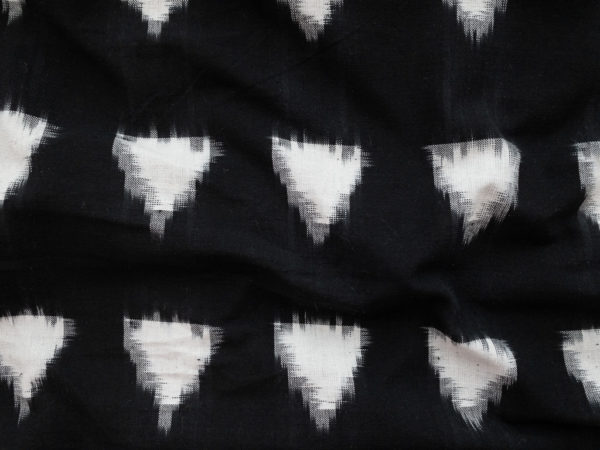 Cotton Ikat - White Triangles on Black