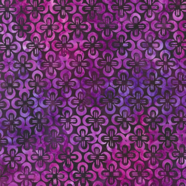 Artisan Cotton Batik - Tranquil Gardens - Floral - Eggplant