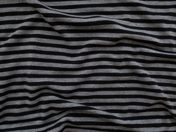 British Designer Deadstock - Viscose/Spandex Jersey - Grey/Black Stripe