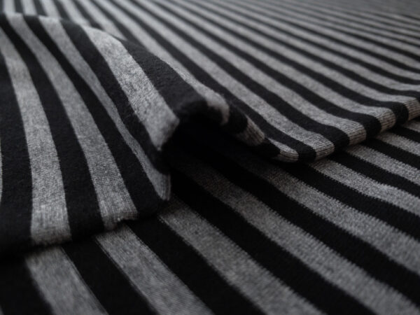 British Designer Deadstock - Viscose/Spandex Jersey - Grey/Black Stripe