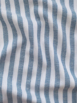 British Designer Deadstock – Yarn Dyed Linen/Viscose – Delft/White Stripe