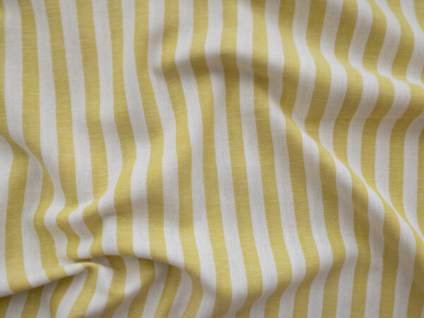 British Designer Deadstock – Yarn Dyed Linen/Viscose – Mustard/White Stripe