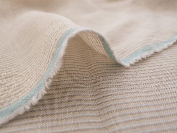 British Designer Deadstock – Yarn Dyed Linen – Natural/Cream Stripe
