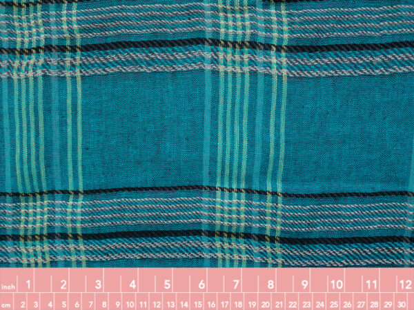 British Designer Deadstock – Linen/Viscose Gauze – Turquoise Plaid