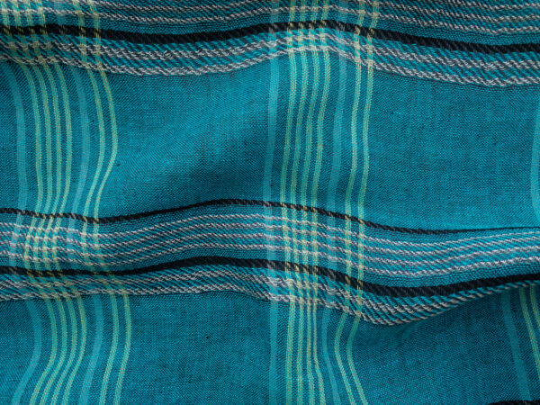 British Designer Deadstock – Linen/Viscose Gauze – Turquoise Plaid