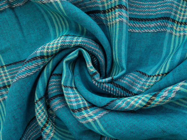 British Designer Deadstock – Linen/Viscose Gauze – Turquoise Plaid