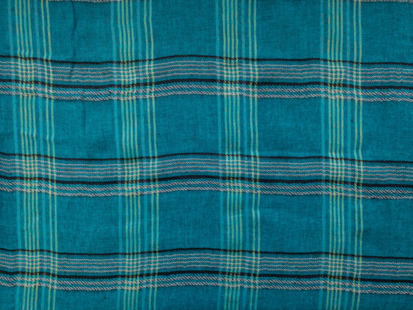 British Designer Deadstock – Linen/Viscose Gauze – Turquoise Plaid