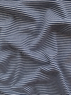 British Designer Deadstock – Viscose/Polyester Double Knit – Navy/White Stripe