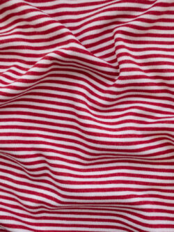 British Designer Deadstock – Viscose/Polyester Double Knit – Red/White Stripe