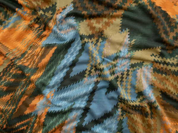 British Designer Deadstock – Viscose/Spandex Jersey – Multi Abstract ZigZag