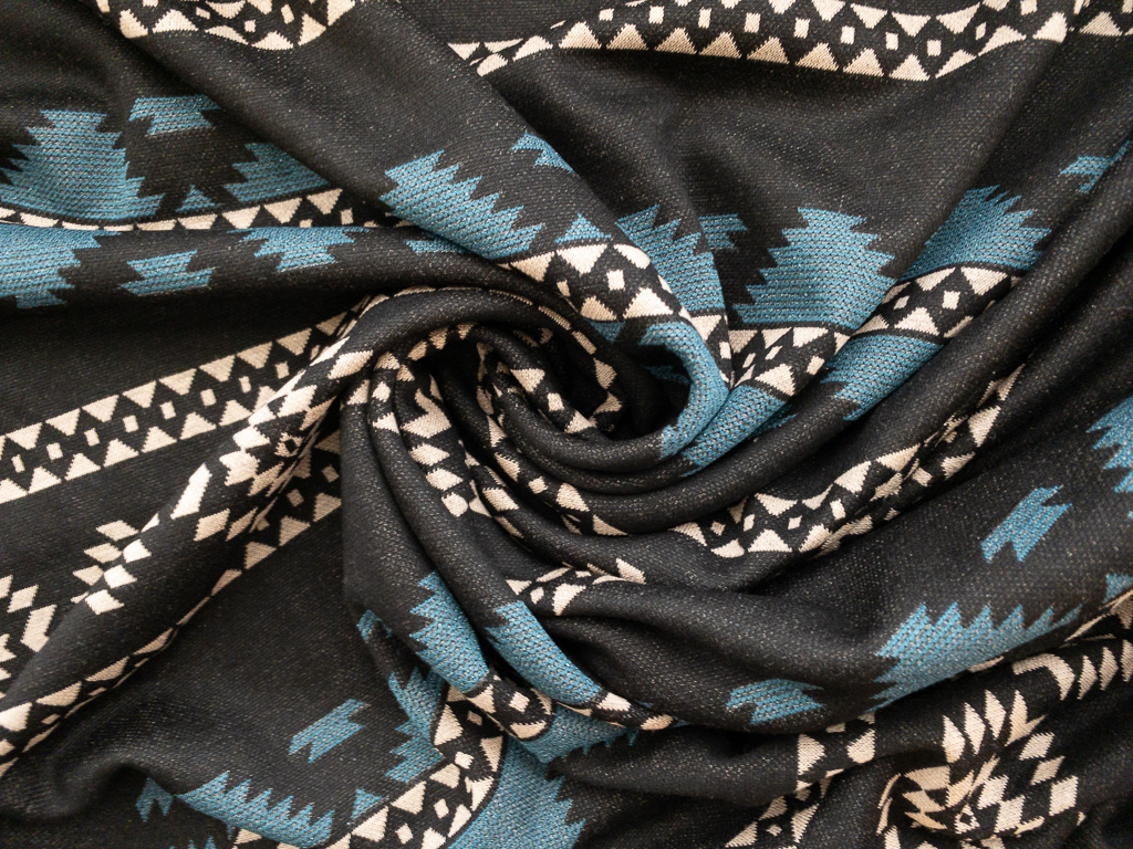 Graphic Oval Print Reversible Stretch Viscose Deadstock - Black +