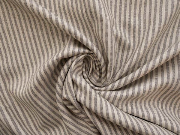 British Designer Deadstock – Yarn Dyed Linen/Viscose – Nutmeg/Natural Stripe