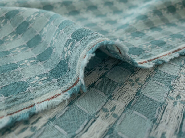 Japanese Textured Yarn Dyed Cotton - Aqua