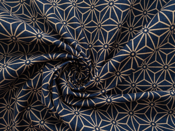 Japanese Cotton Sheeting - Large Asanoha - Indigo