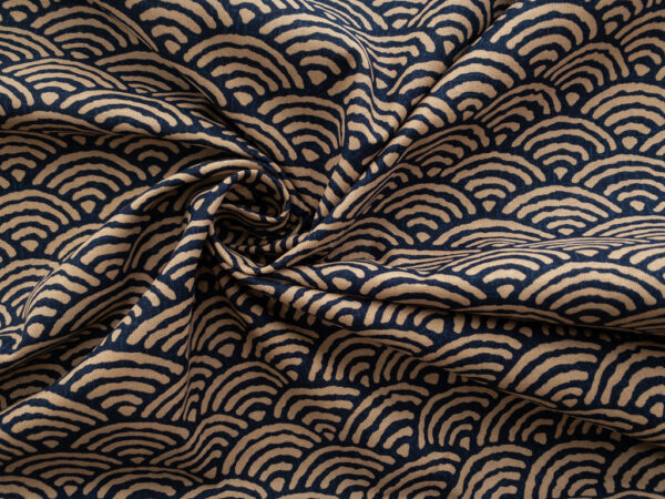 Japanese Cotton Sheeting - Large Seigaiha - Indigo