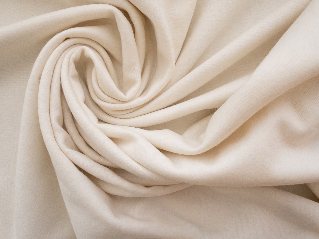 European Designer Deadstock – Wool/Polyester Brushed Jersey – Cream -  Stonemountain & Daughter Fabrics