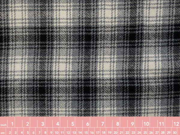 European Designer Deadstock – Wool/Polyester Plaid – Black/Grey/Cream